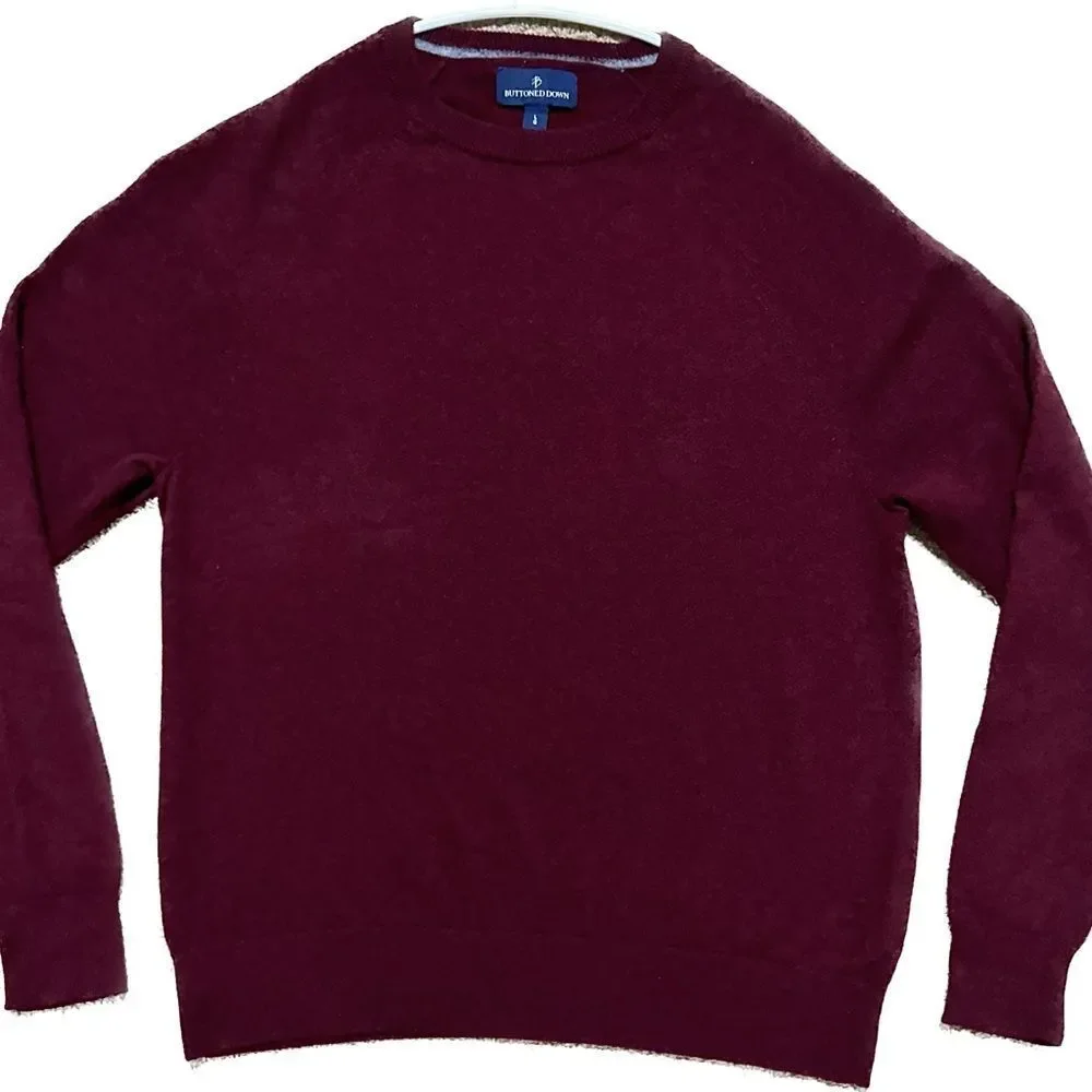 Red Crewneck Sweater 100% Cashmere - Picture 1 of 3